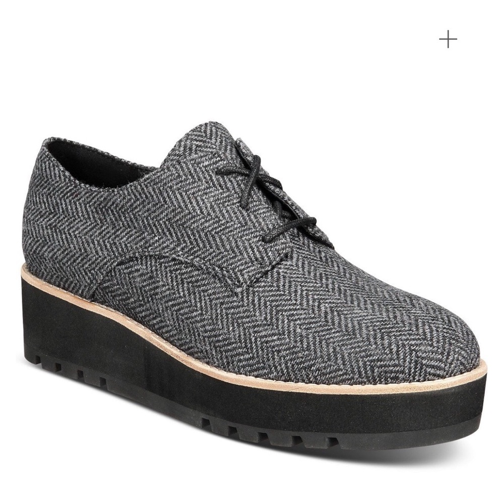 Eileen Fisher Herringbone Eddy Lace Up Oxford Shoes Black/Grey Women’s Size 8.5